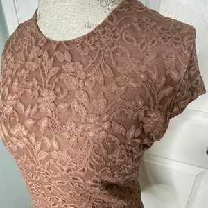 MODA Size Large brown sexy Shirt cap sleeve see through back